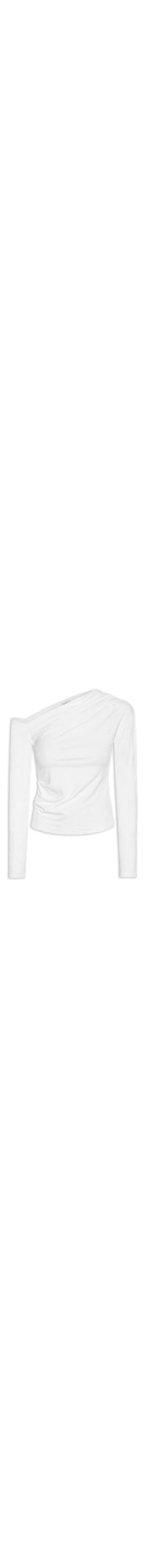 Blusa Feminina Decote Assimétrico Manga Longa - Branco
