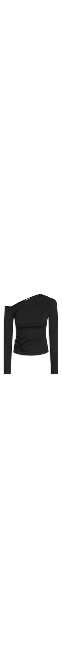 Blusa Feminina Decote Assimétrico Manga Longa - Preto