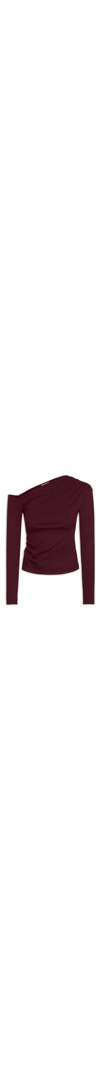 Blusa Feminina Decote Assimétrico Manga Longa - Vermelho