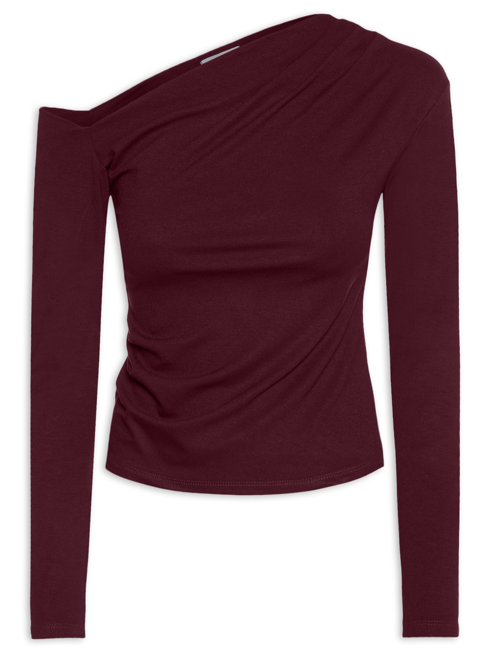 Blusa Feminina Decote Assimétrico Manga Longa Vermelho Basiq