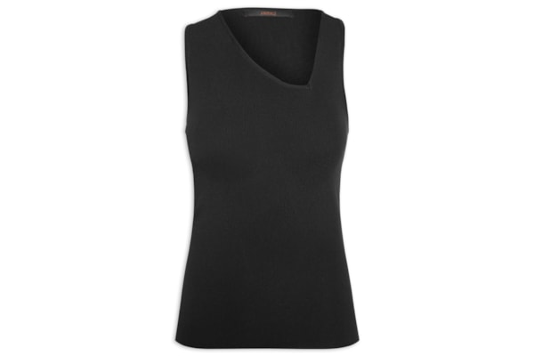 Blusa Feminina Decote Assimétrico Tricot - Preto