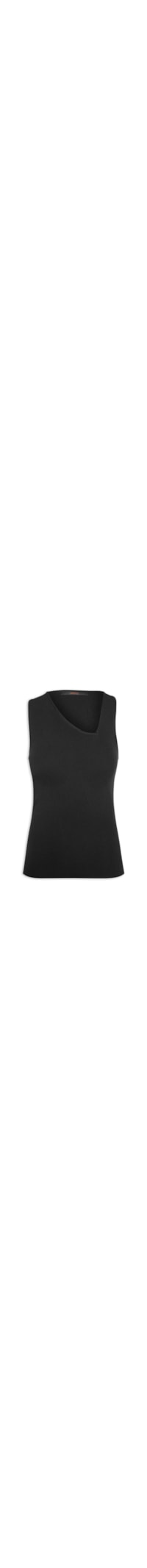 Blusa Feminina Decote Assimétrico Tricot - Preto