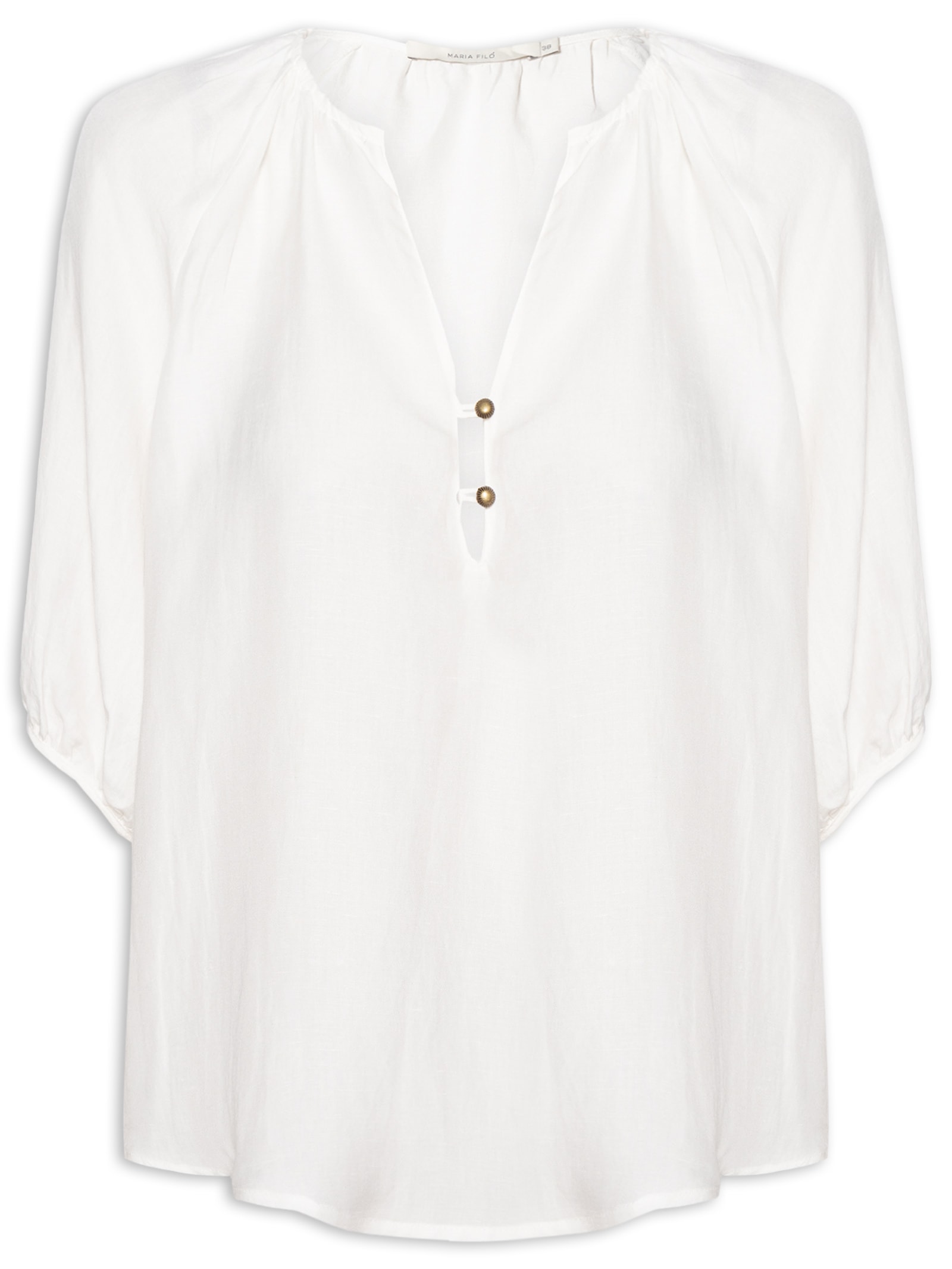 Blusa Feminina Decote Botões Branco Maria Filó