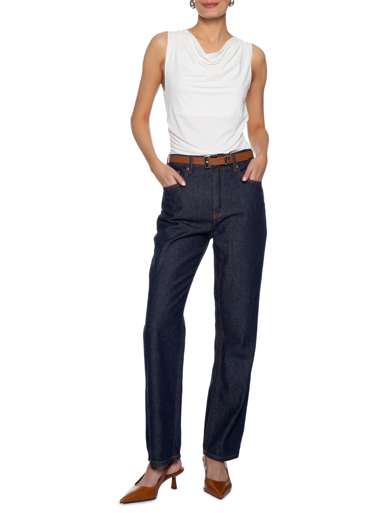 Blusa Feminina Decote Degagê Branco '2Essential