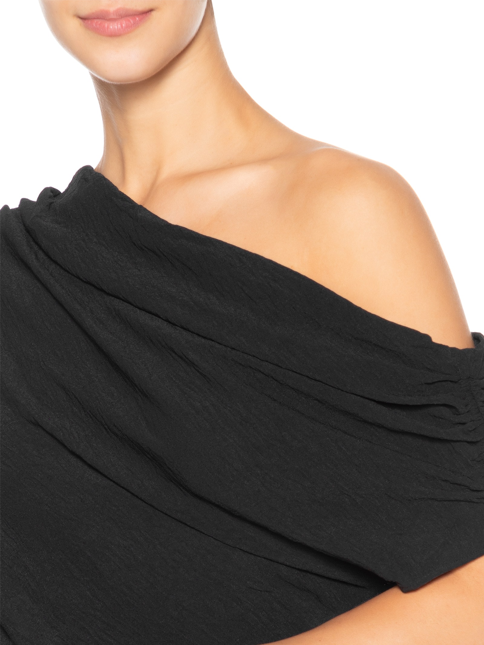 Blusa Feminina Decote Degagê E Franzidos Preto '2Essential