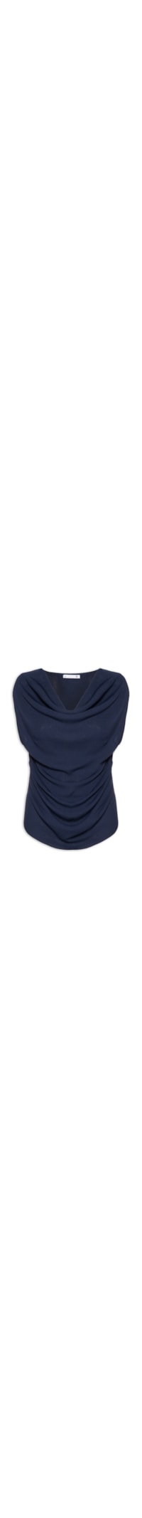 Blusa Feminina Decote Degagê Em Tricot - Azul