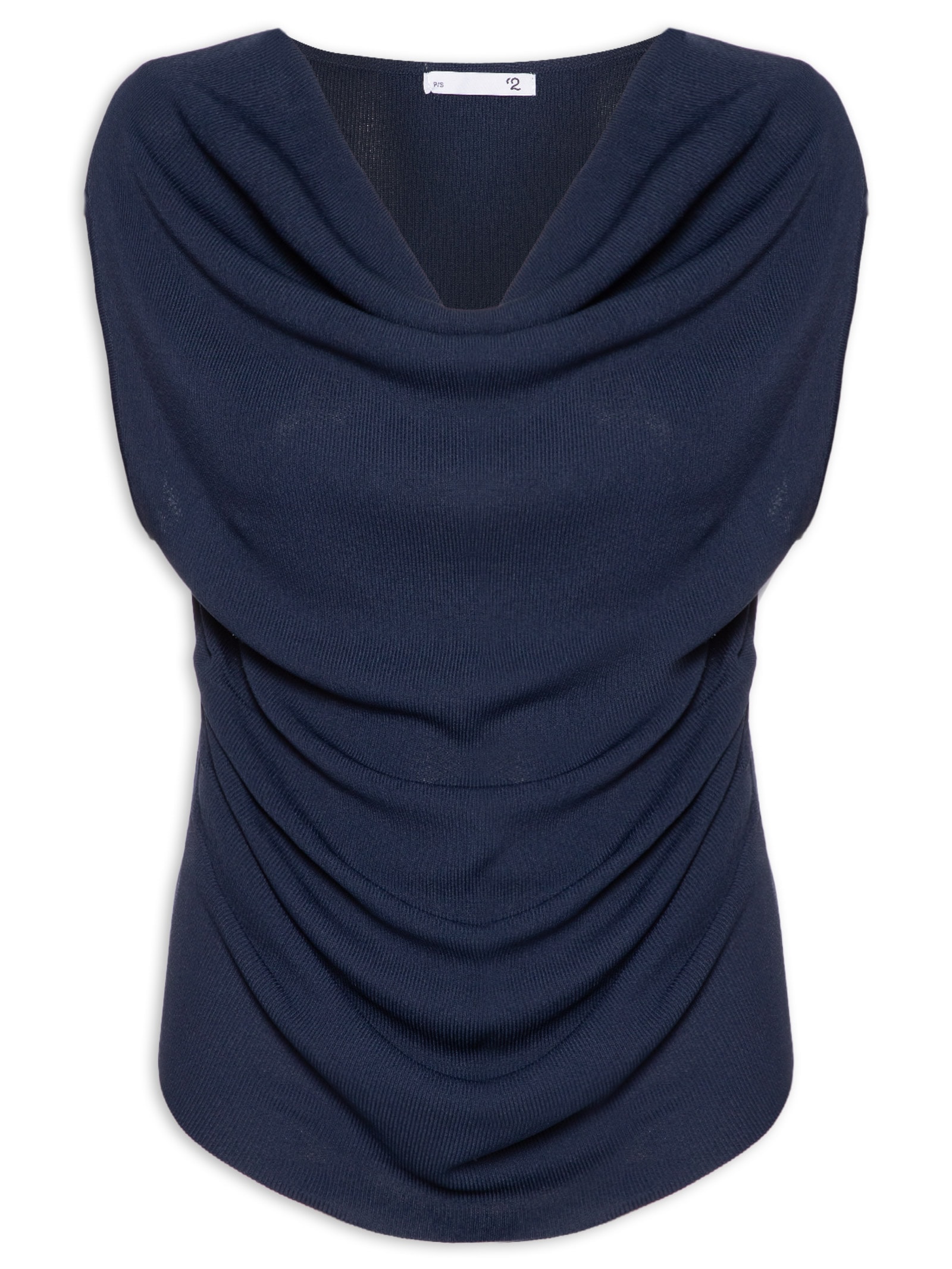 Blusa Feminina Decote Degagê Em Tricot Azul '2Essential