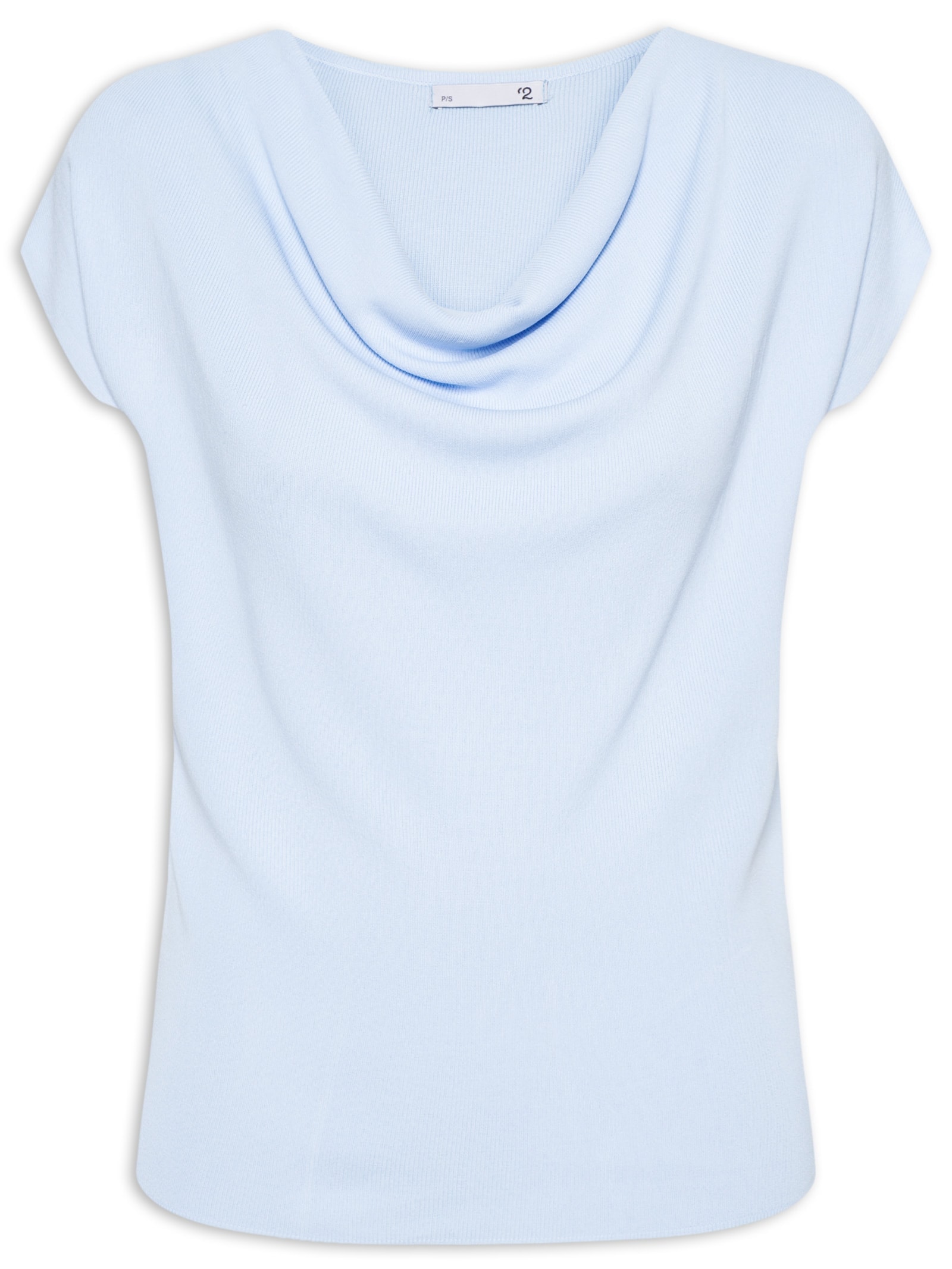 Blusa Feminina Decote Degagê Em Tricot Azul '2Essential