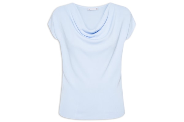 Blusa Feminina Decote Degagê Em Tricot - Azul