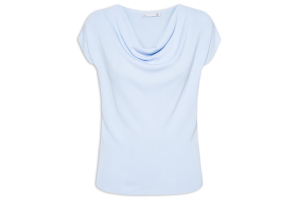 Blusa Feminina Decote Degagê Em Tricot - Azul
