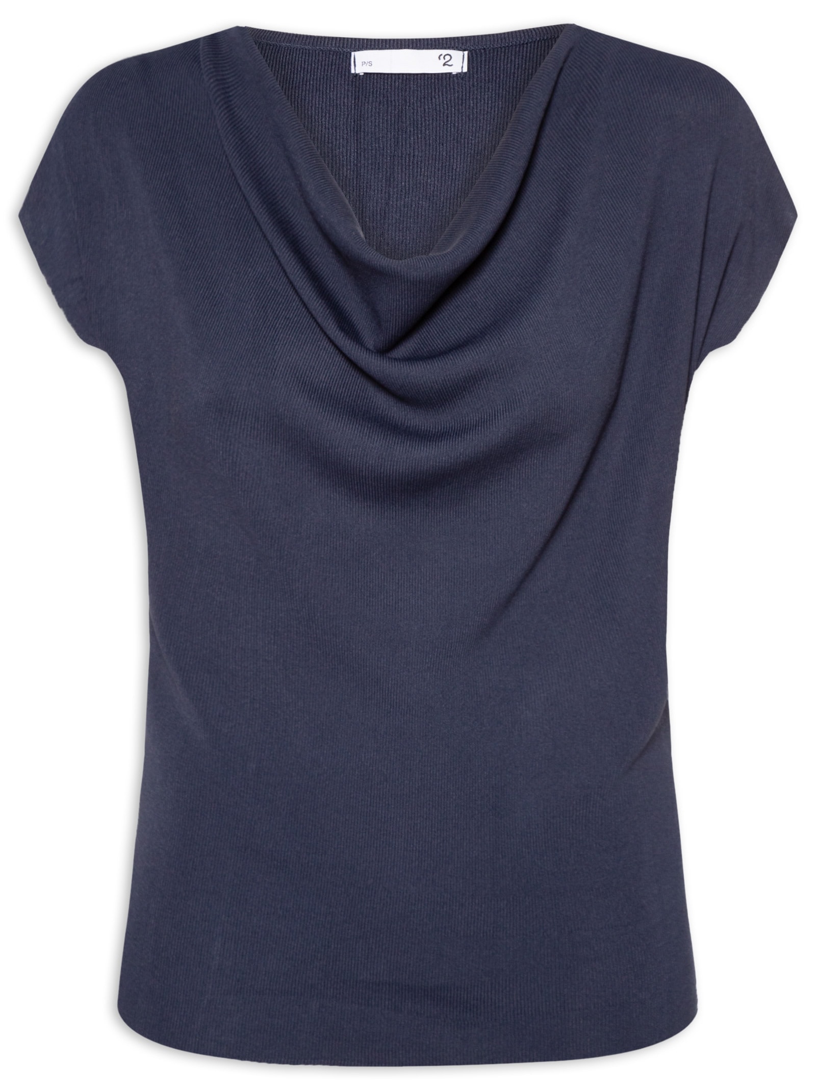 Blusa Feminina Decote Degagê Em Tricot Azul '2Essential
