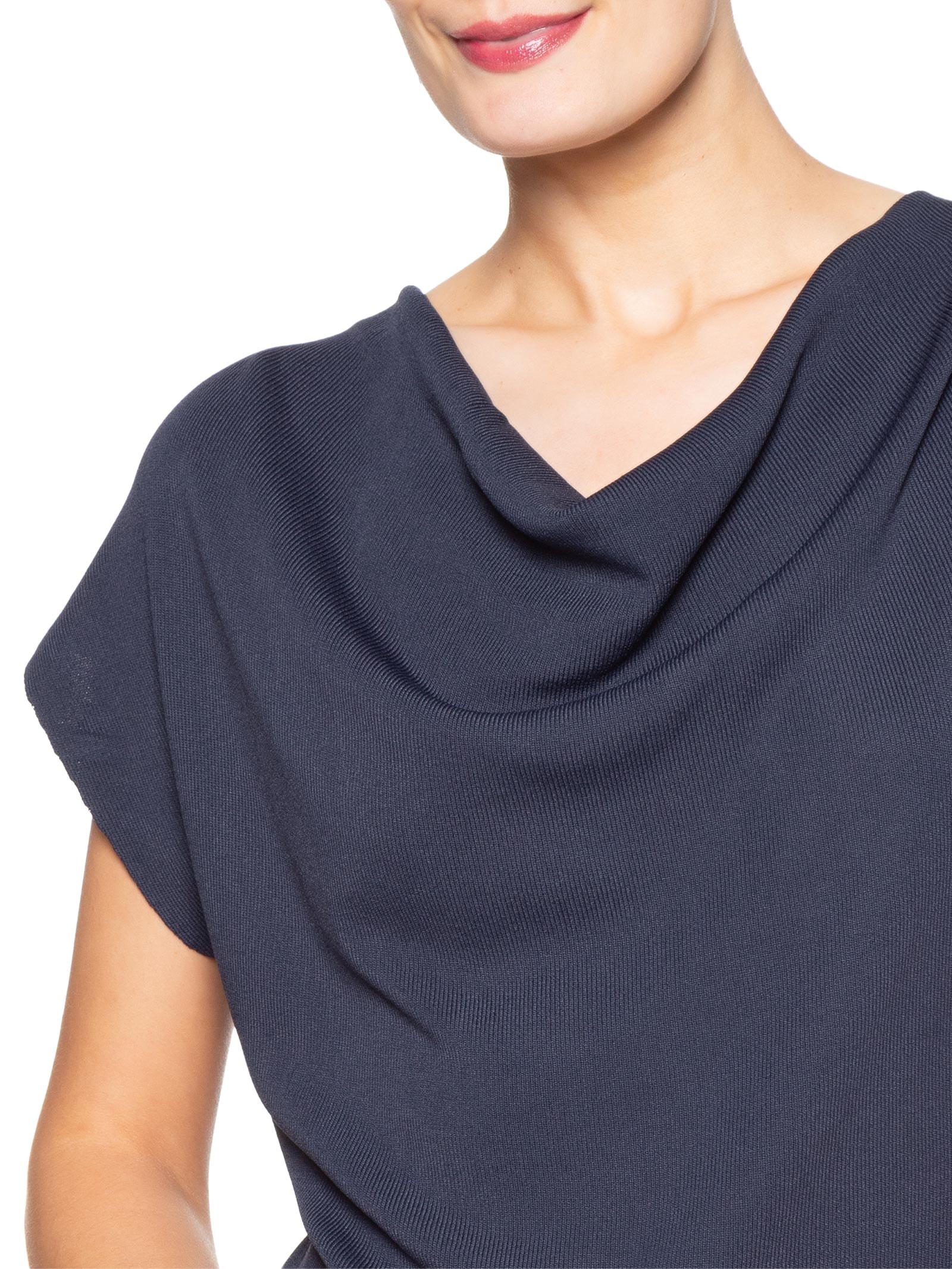 Blusa Feminina Decote Degagê Em Tricot Azul '2Essential
