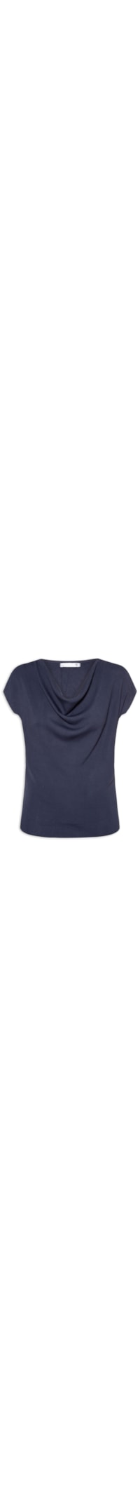 Blusa Feminina Decote Degagê Em Tricot - Azul