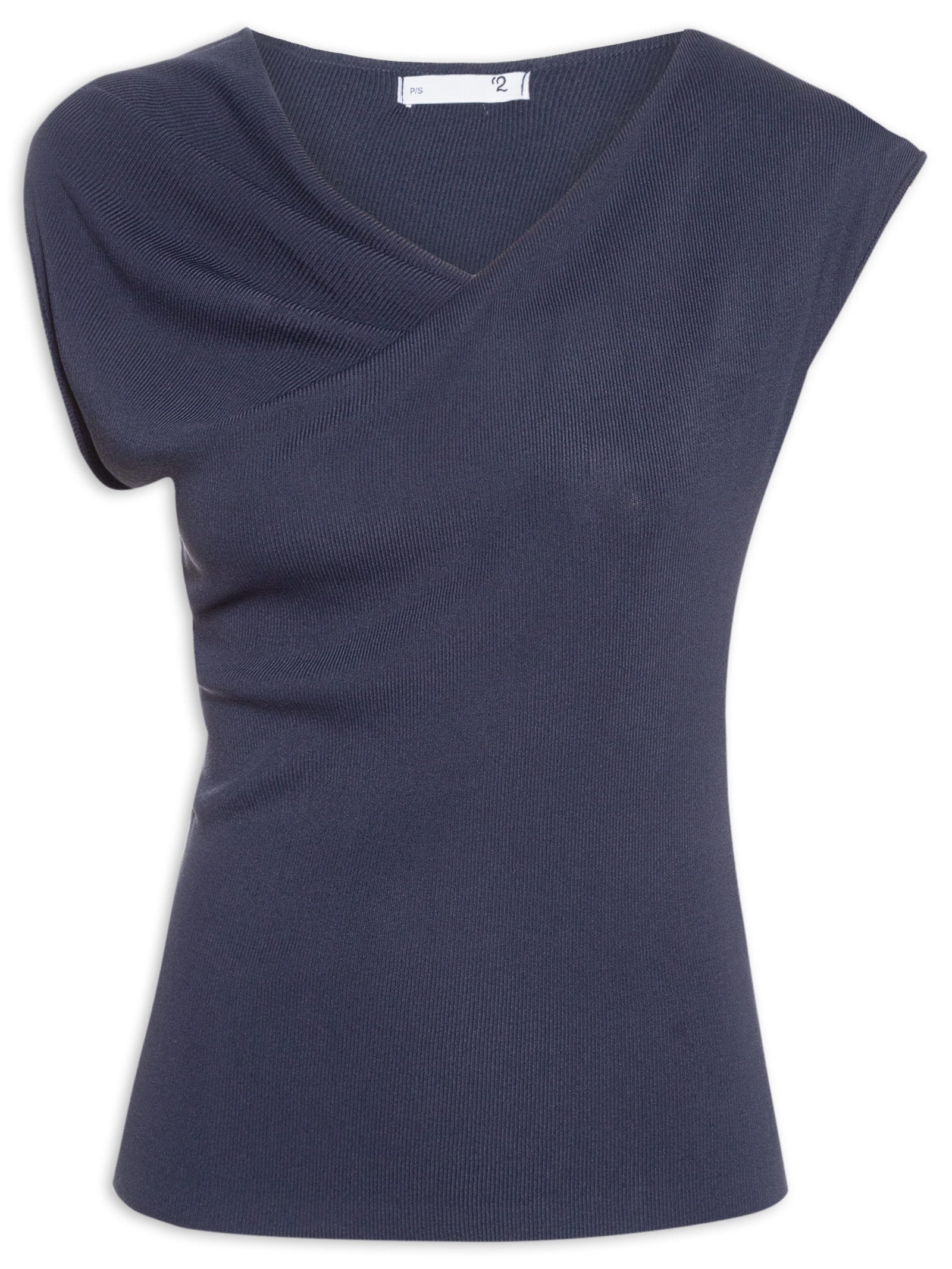 Blusa Feminina Decote Degagê Em Tricot Azul '2Essential