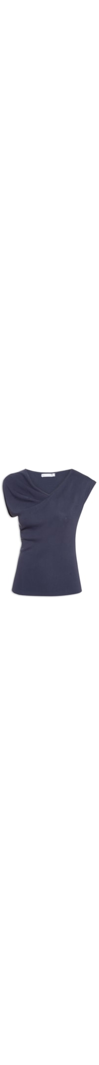 Blusa Feminina Decote Degagê Em Tricot - Azul