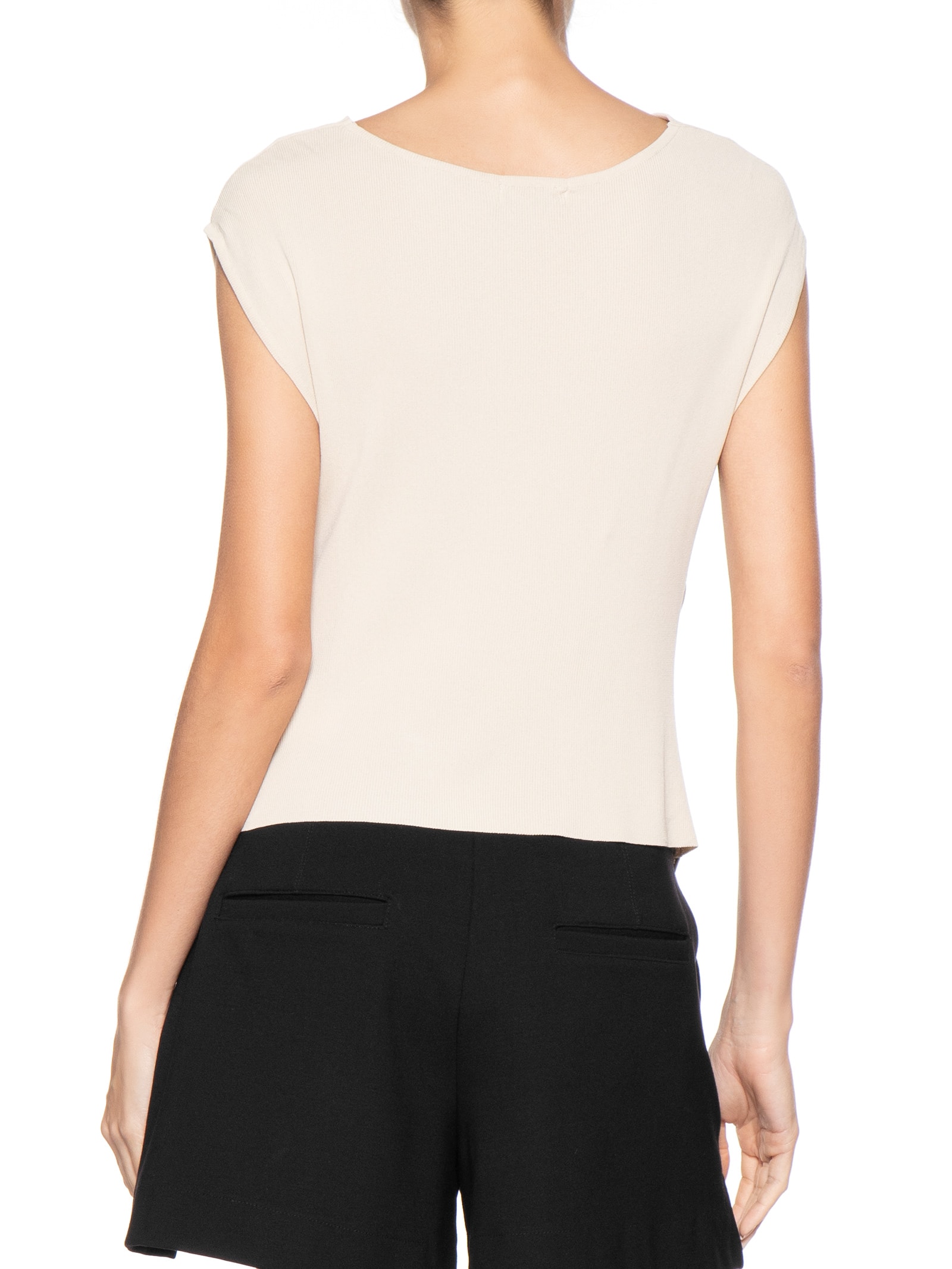 Blusa Feminina Decote Degagê Em Tricot Bege '2Essential