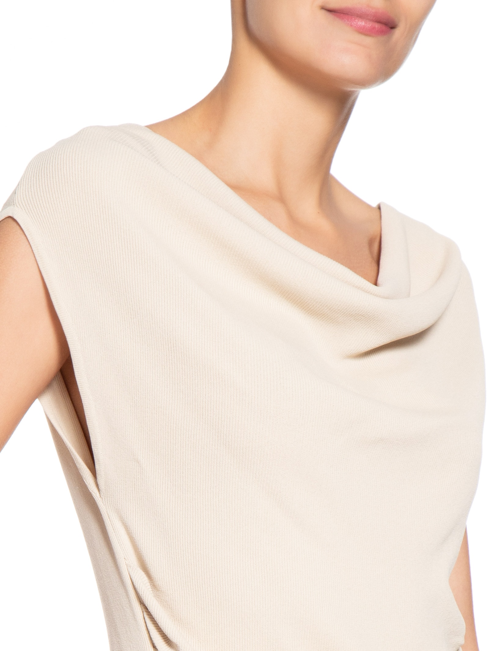 Blusa Feminina Decote Degagê Em Tricot Bege '2Essential