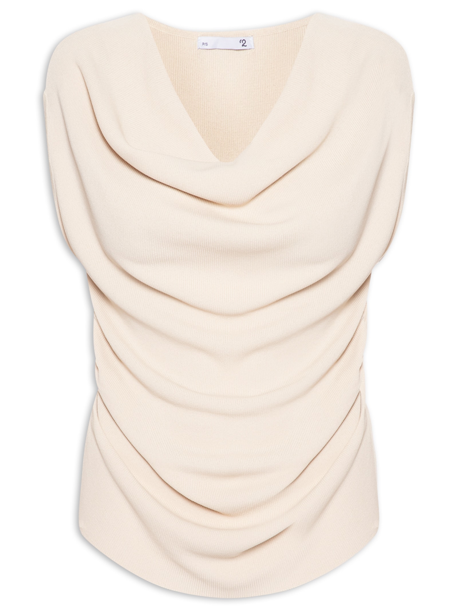 Blusa Feminina Decote Degagê Em Tricot Bege '2Essential