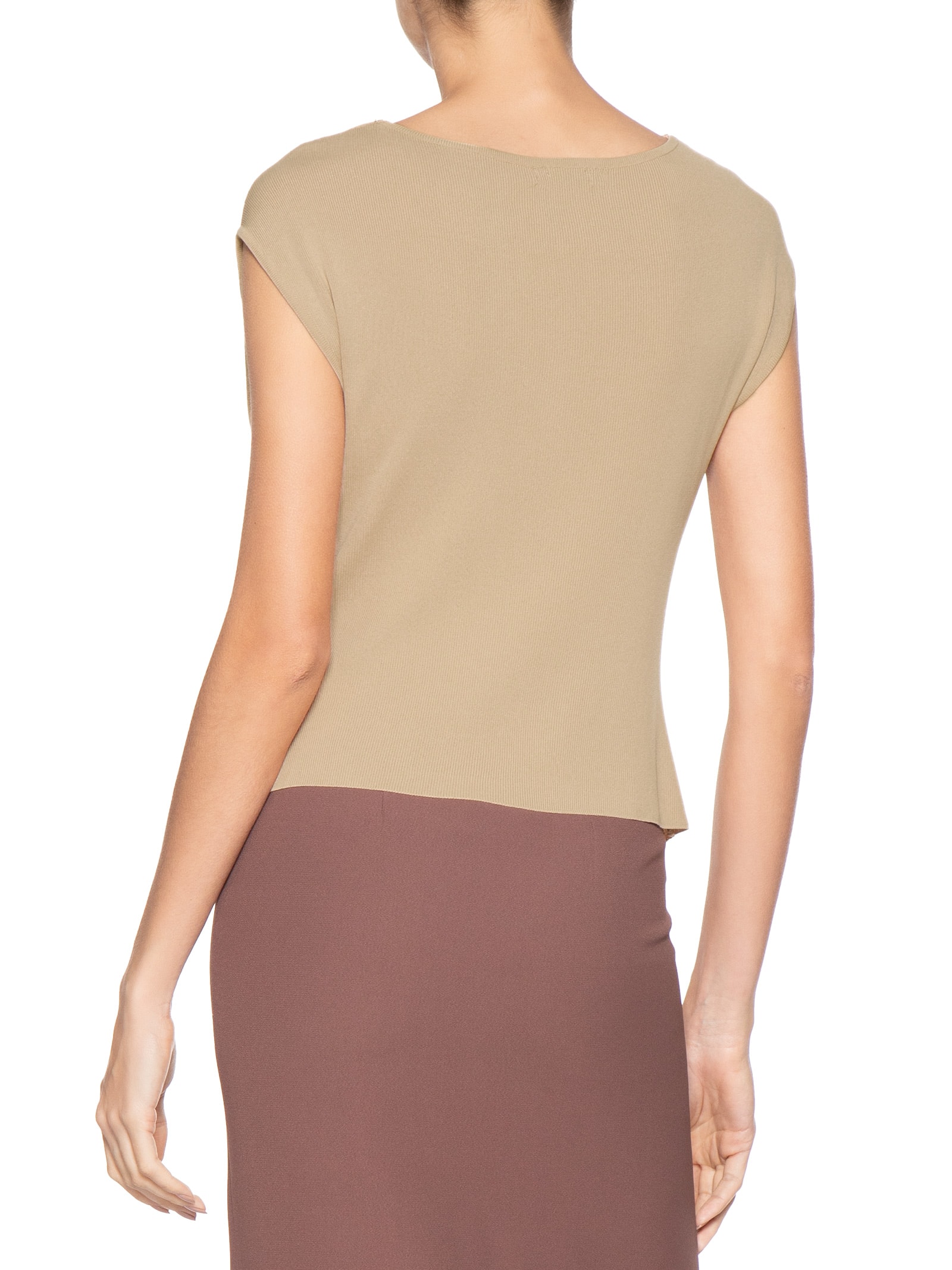 Blusa Feminina Decote Degagê Em Tricot Bege '2Essential