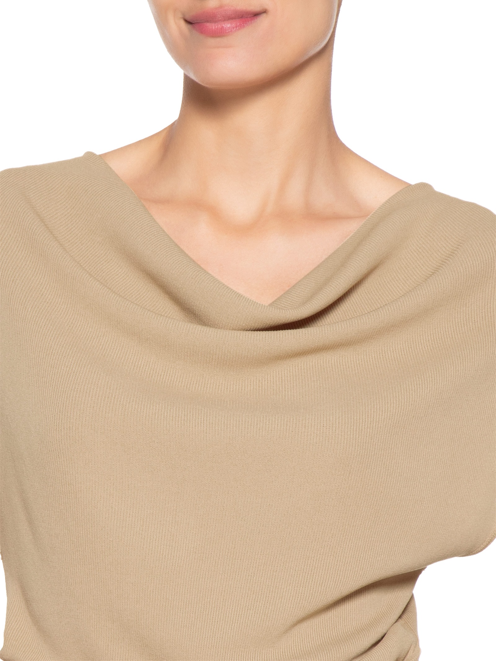 Blusa Feminina Decote Degagê Em Tricot Bege '2Essential