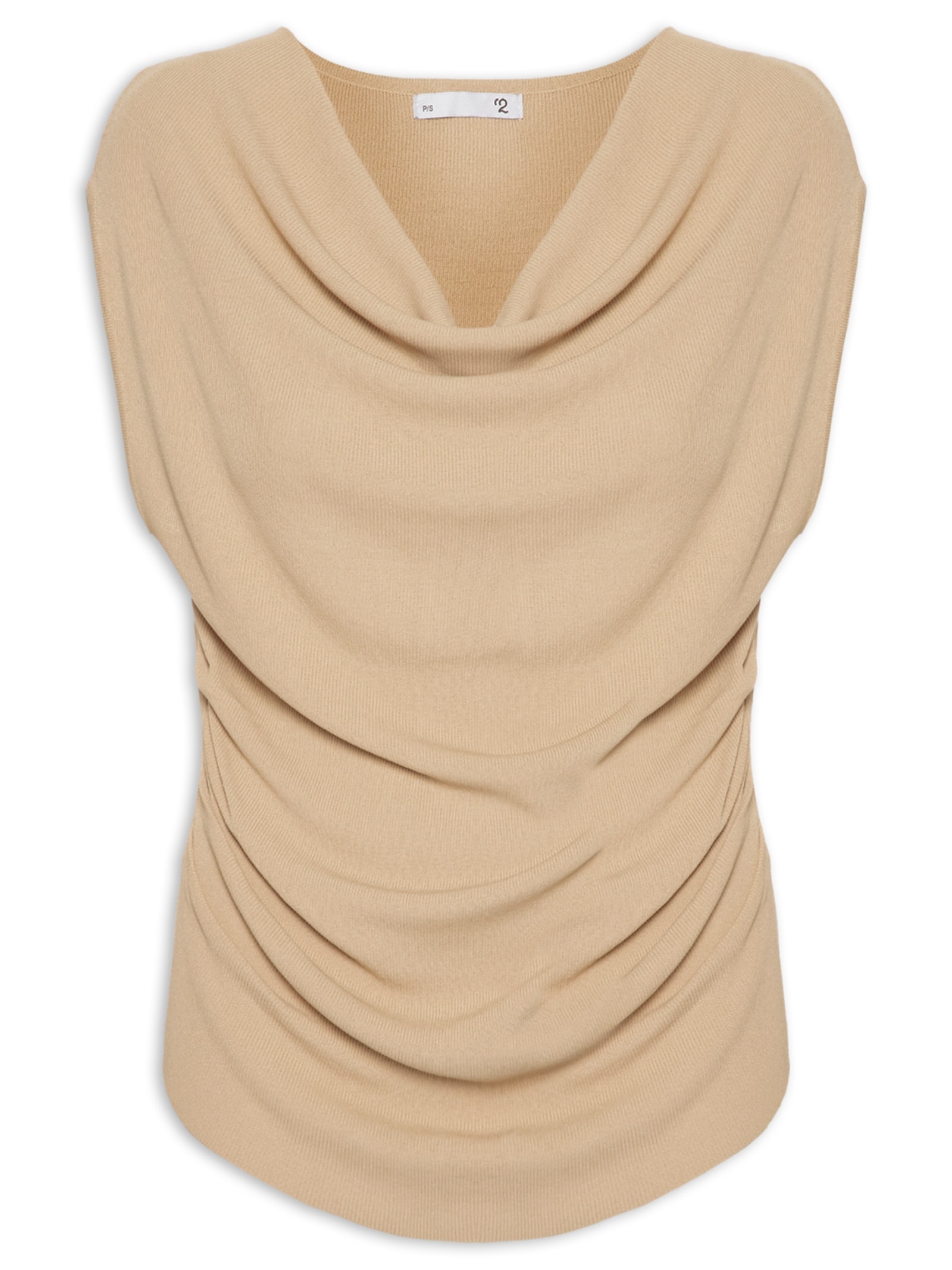 Blusa Feminina Decote Degagê Em Tricot Bege '2Essential
