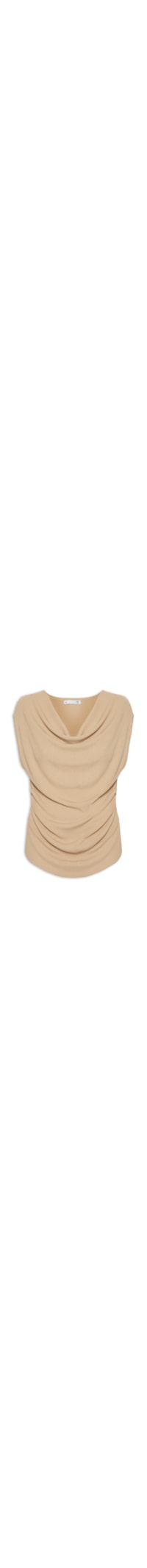 Blusa Feminina Decote Degagê Em Tricot - Bege