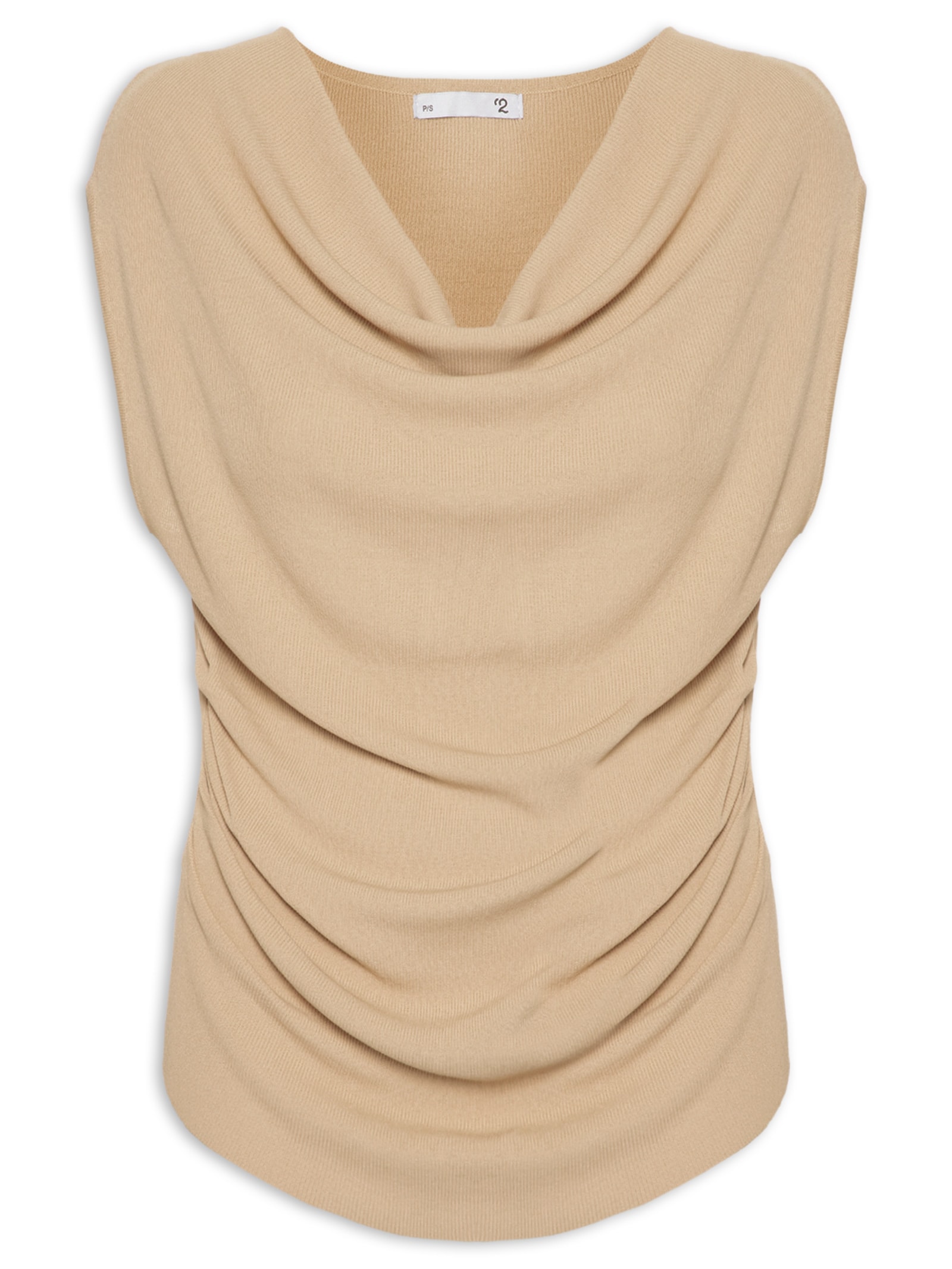 Blusa Feminina Decote Degagê Em Tricot Bege '2Essential