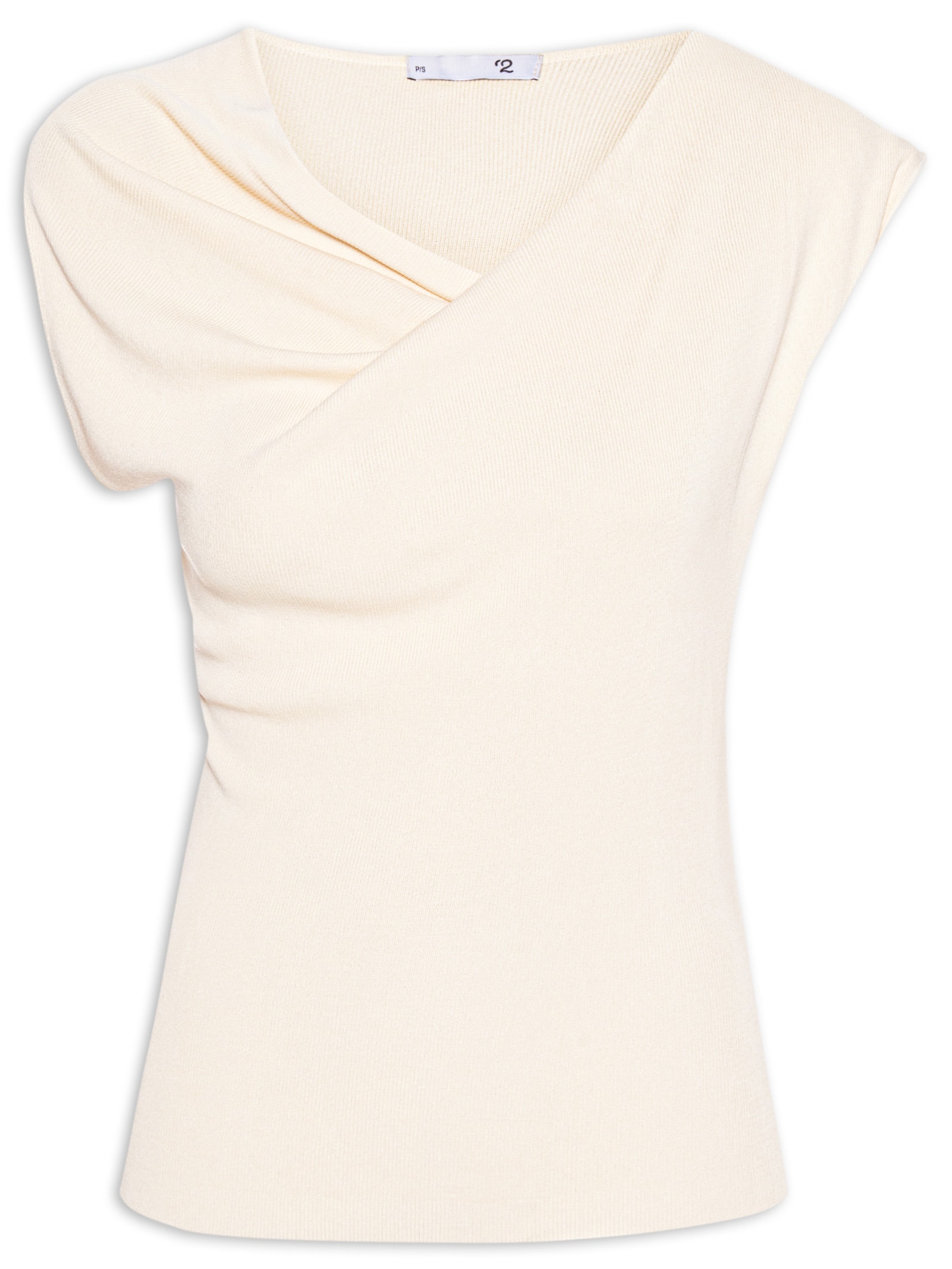 Blusa Feminina Decote Degagê Em Tricot Bege '2Essential