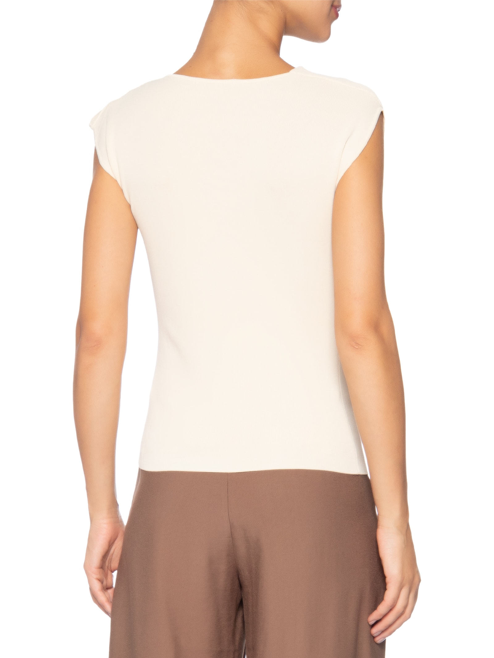 Blusa Feminina Decote Degagê Em Tricot Bege '2Essential