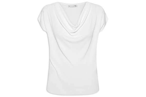 Blusa Feminina Decote Degagê Em Tricot - Branco