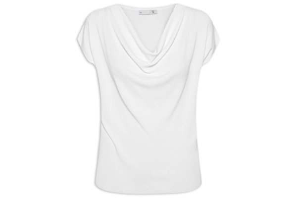 Blusa Feminina Decote Degagê Em Tricot - Branco