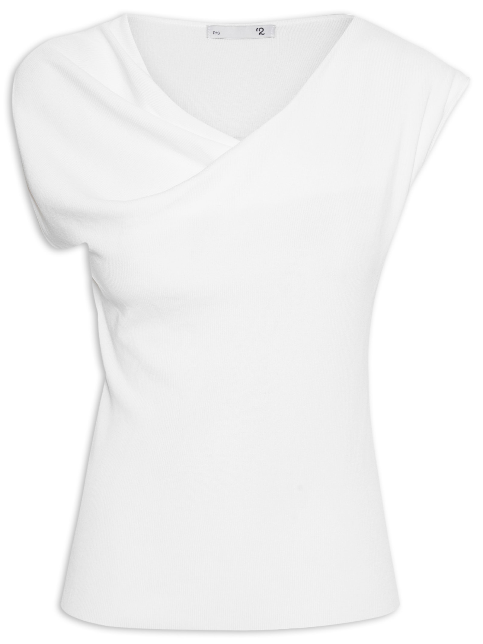 Blusa Feminina Decote Degagê Em Tricot Branco '2Essential