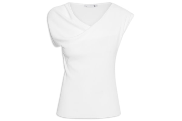 Blusa Feminina Decote Degagê Em Tricot - Branco