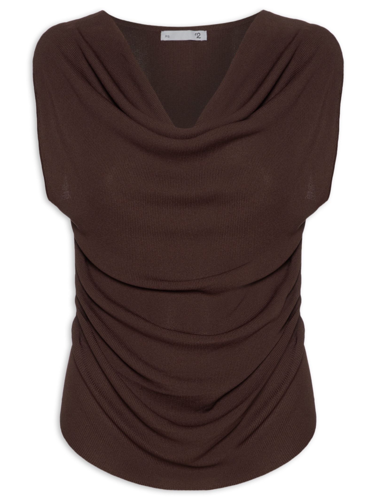 Blusa Feminina Decote Degagê Em Tricot Marrom '2Essential
