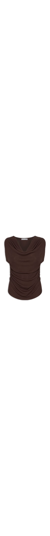 Blusa Feminina Decote Degagê Em Tricot - Marrom