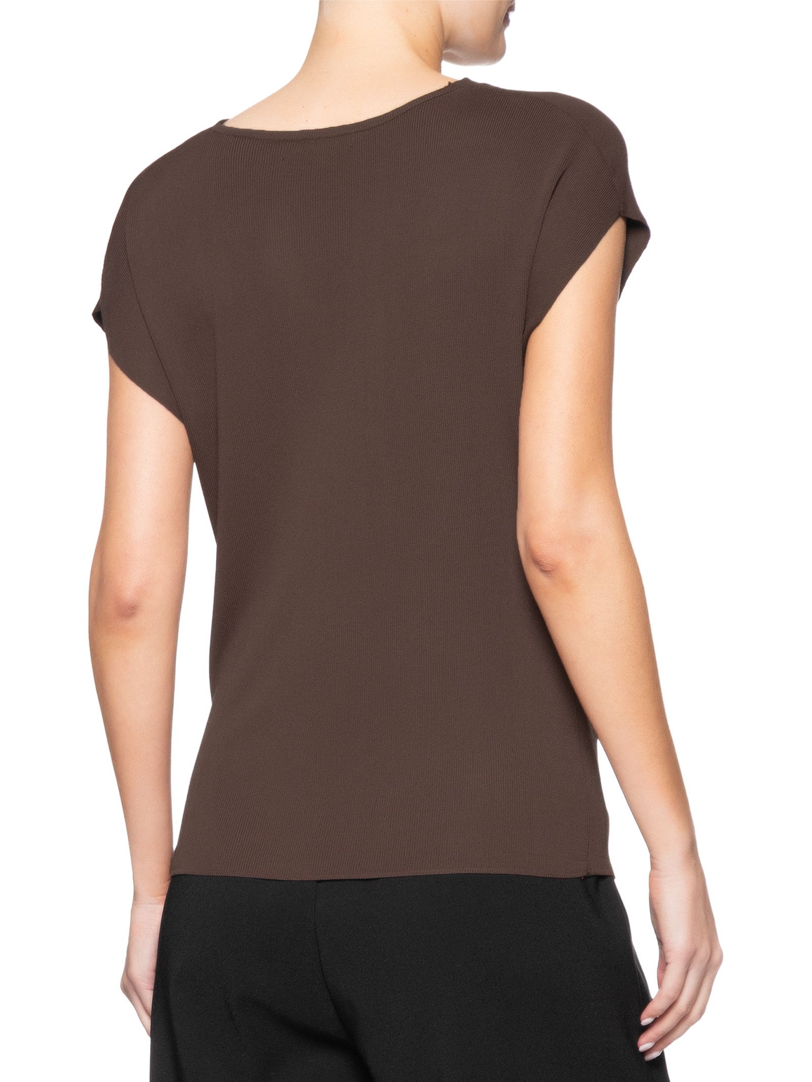 Blusa Feminina Decote Degagê Em Tricot Marrom '2Essential