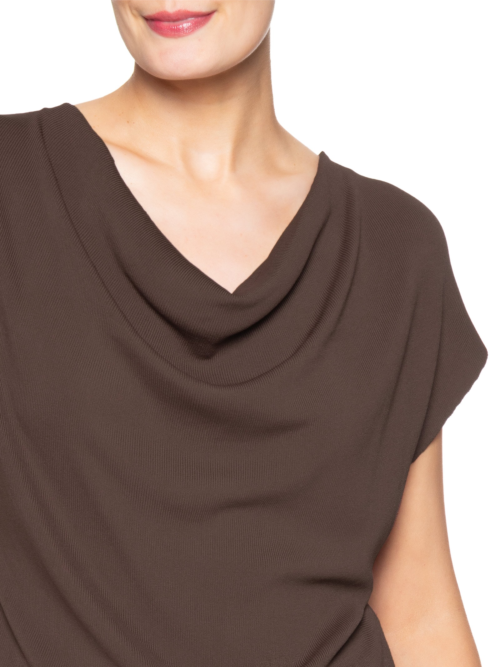 Blusa Feminina Decote Degagê Em Tricot Marrom '2Essential