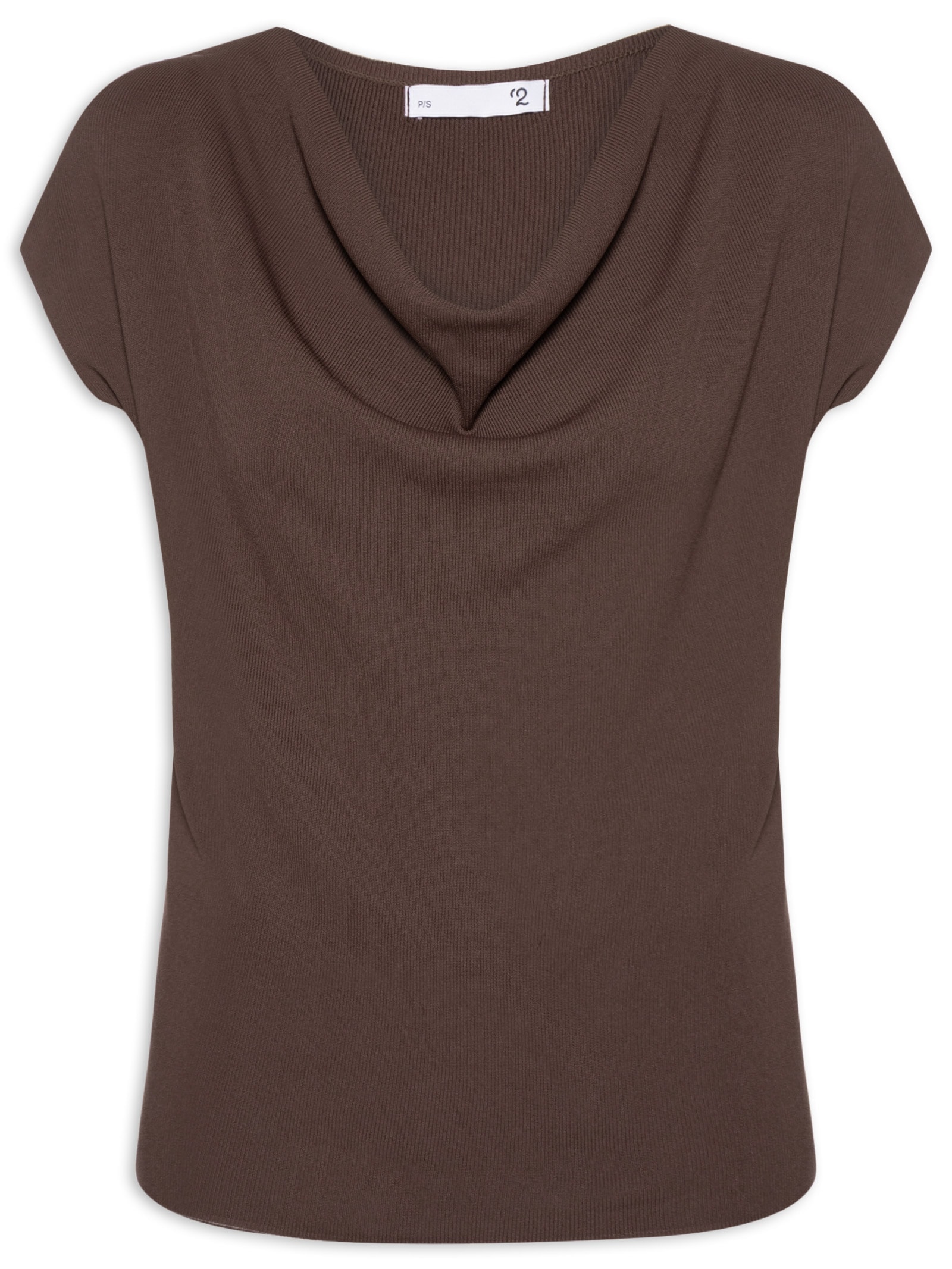 Blusa Feminina Decote Degagê Em Tricot Marrom '2Essential