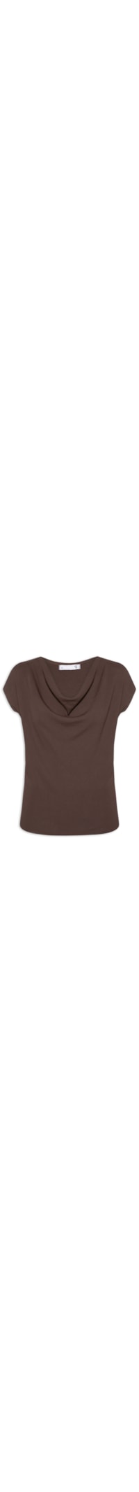 Blusa Feminina Decote Degagê Em Tricot - Marrom