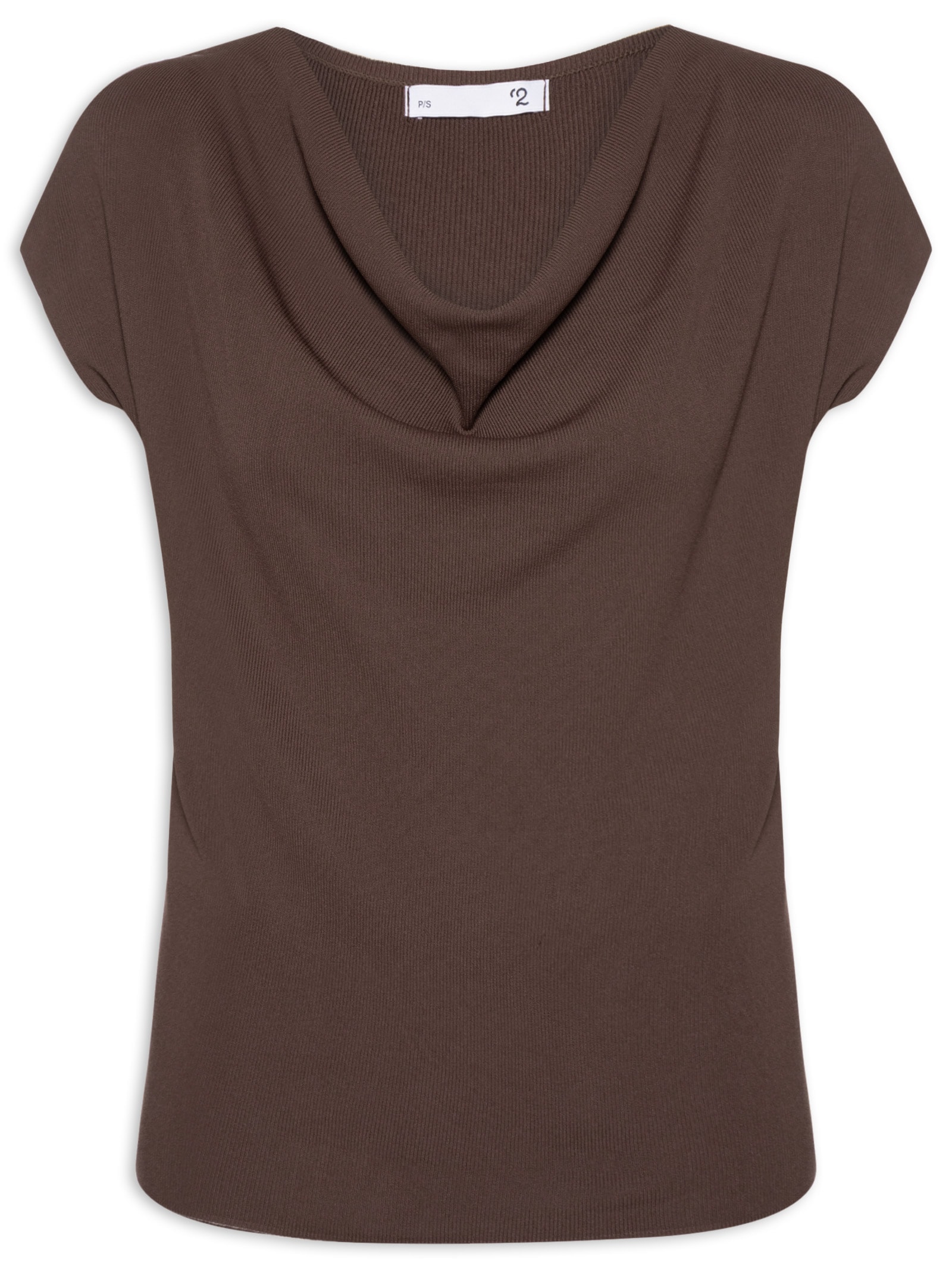 Blusa Feminina Decote Degagê Em Tricot Marrom '2Essential