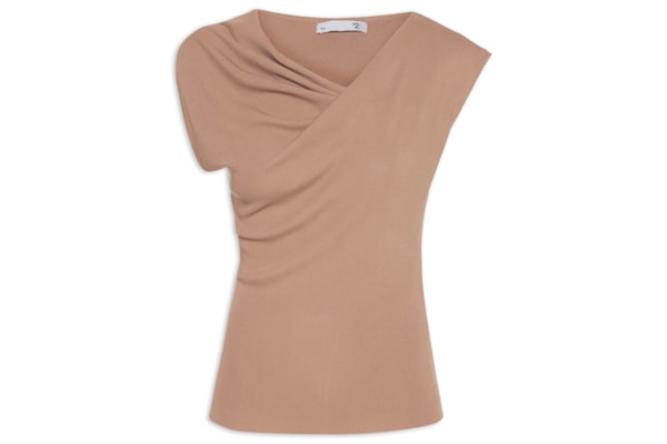 Blusa Feminina Decote Degagê Em Tricot - Marrom