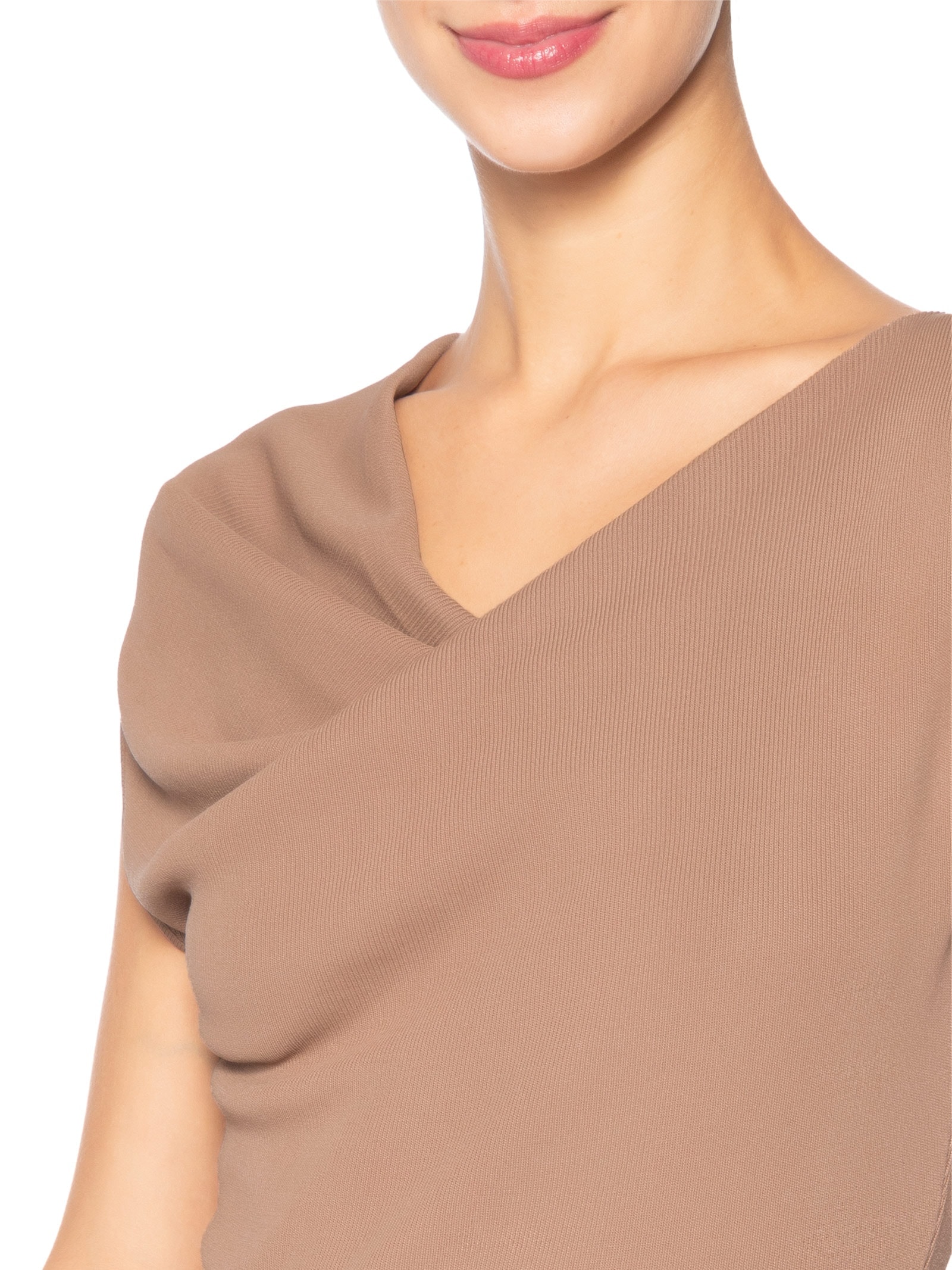 Blusa Feminina Decote Degagê Em Tricot Marrom '2Essential
