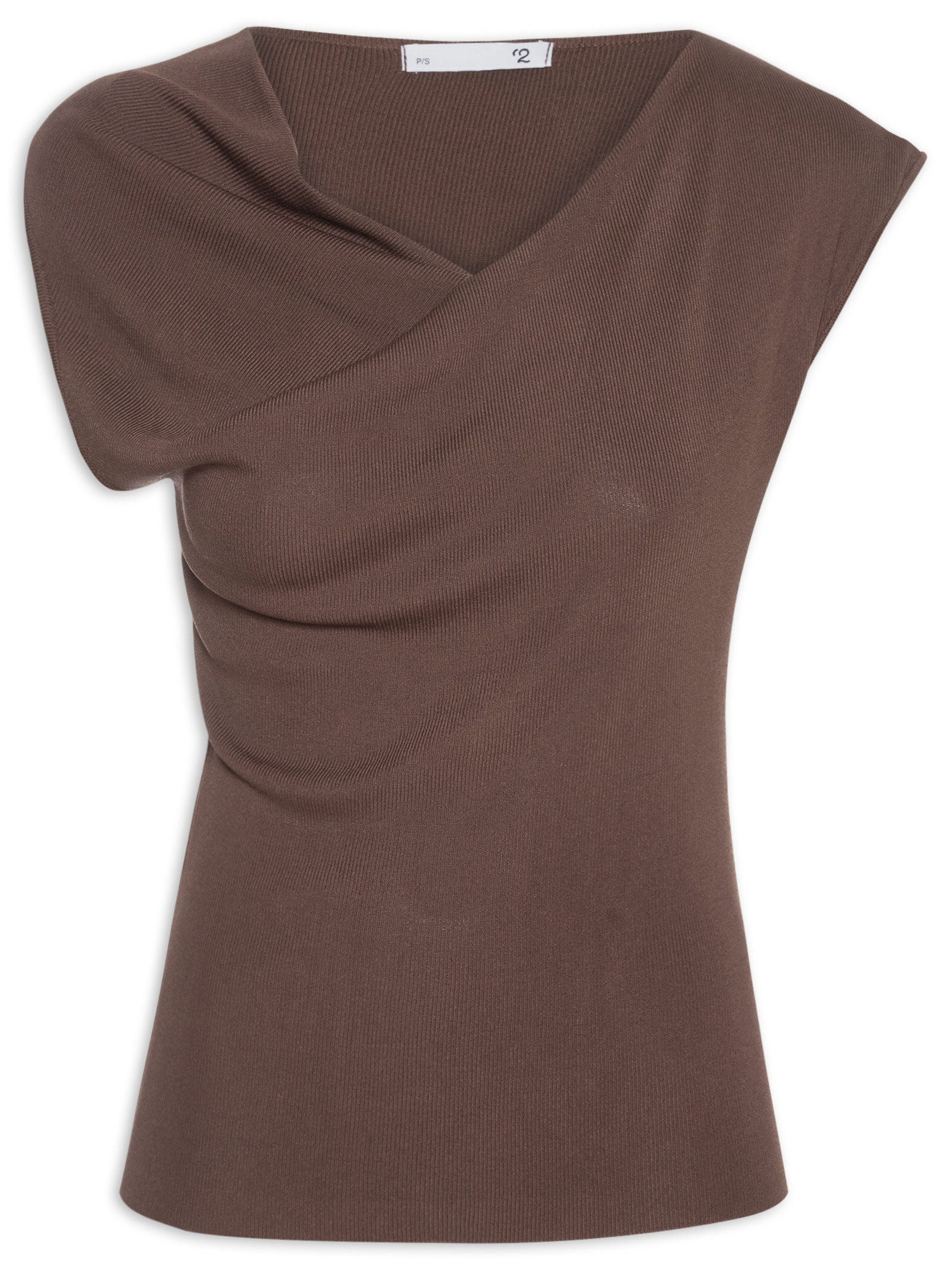 Blusa Feminina Decote Degagê Em Tricot Marrom '2Essential