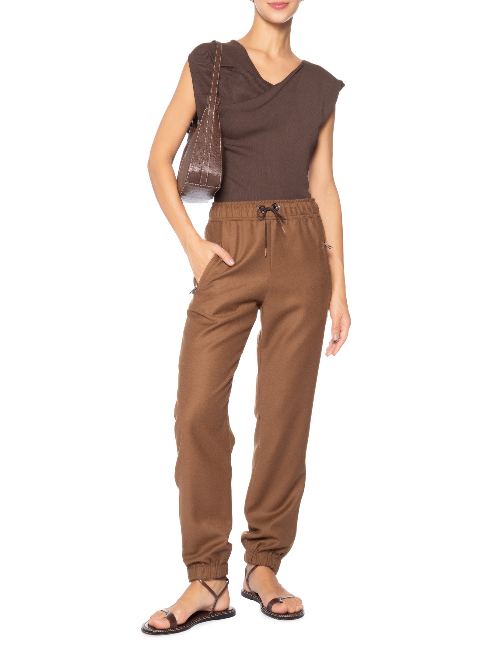 Blusa Feminina Decote Degagê Em Tricot Marrom '2Essential