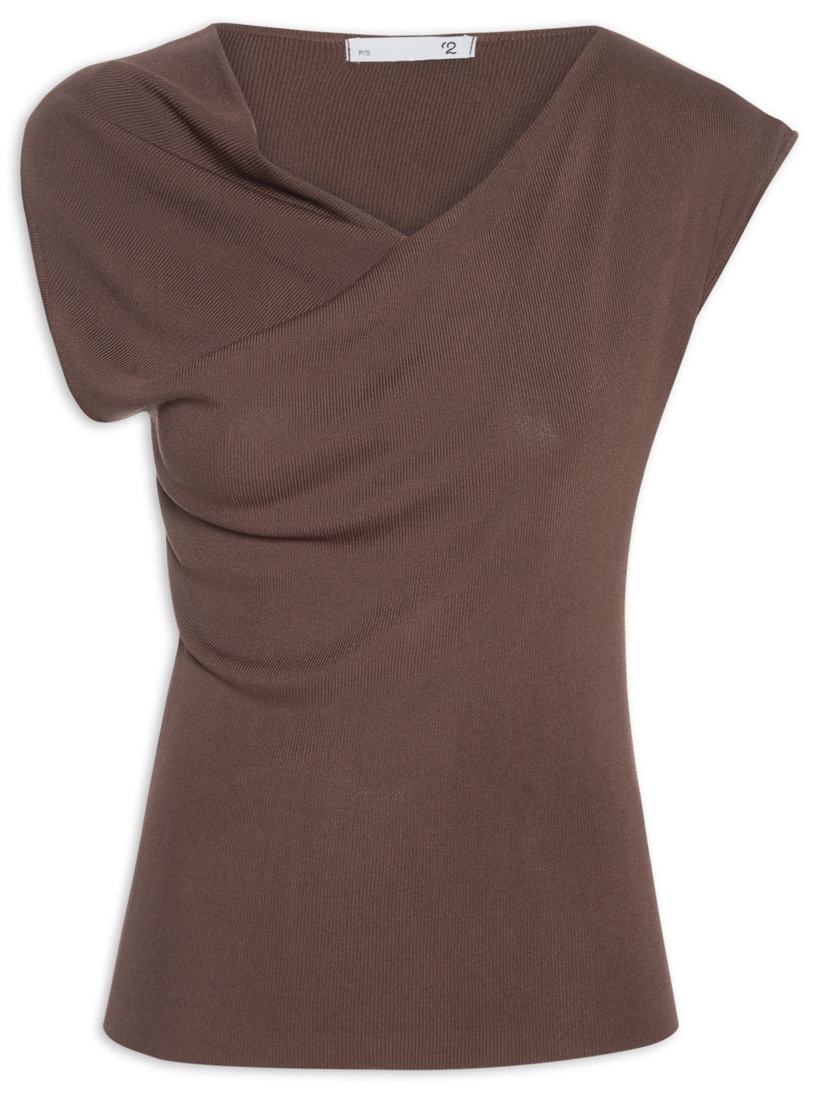 Blusa Feminina Decote Degagê Em Tricot Marrom '2Essential