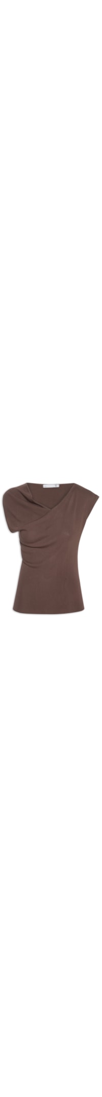 Blusa Feminina Decote Degagê Em Tricot - Marrom