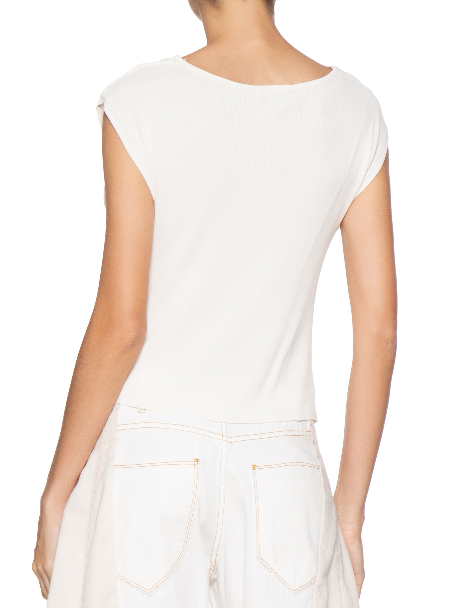 Blusa Feminina Decote Degagê Em Tricot Off White '2Essential