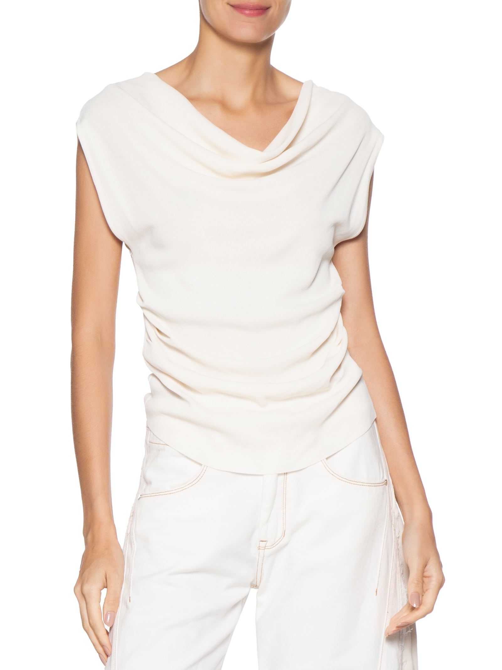 Blusa Feminina Decote Degagê Em Tricot Off White '2Essential