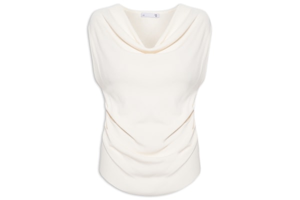 Blusa Feminina Decote Degagê Em Tricot - Off White