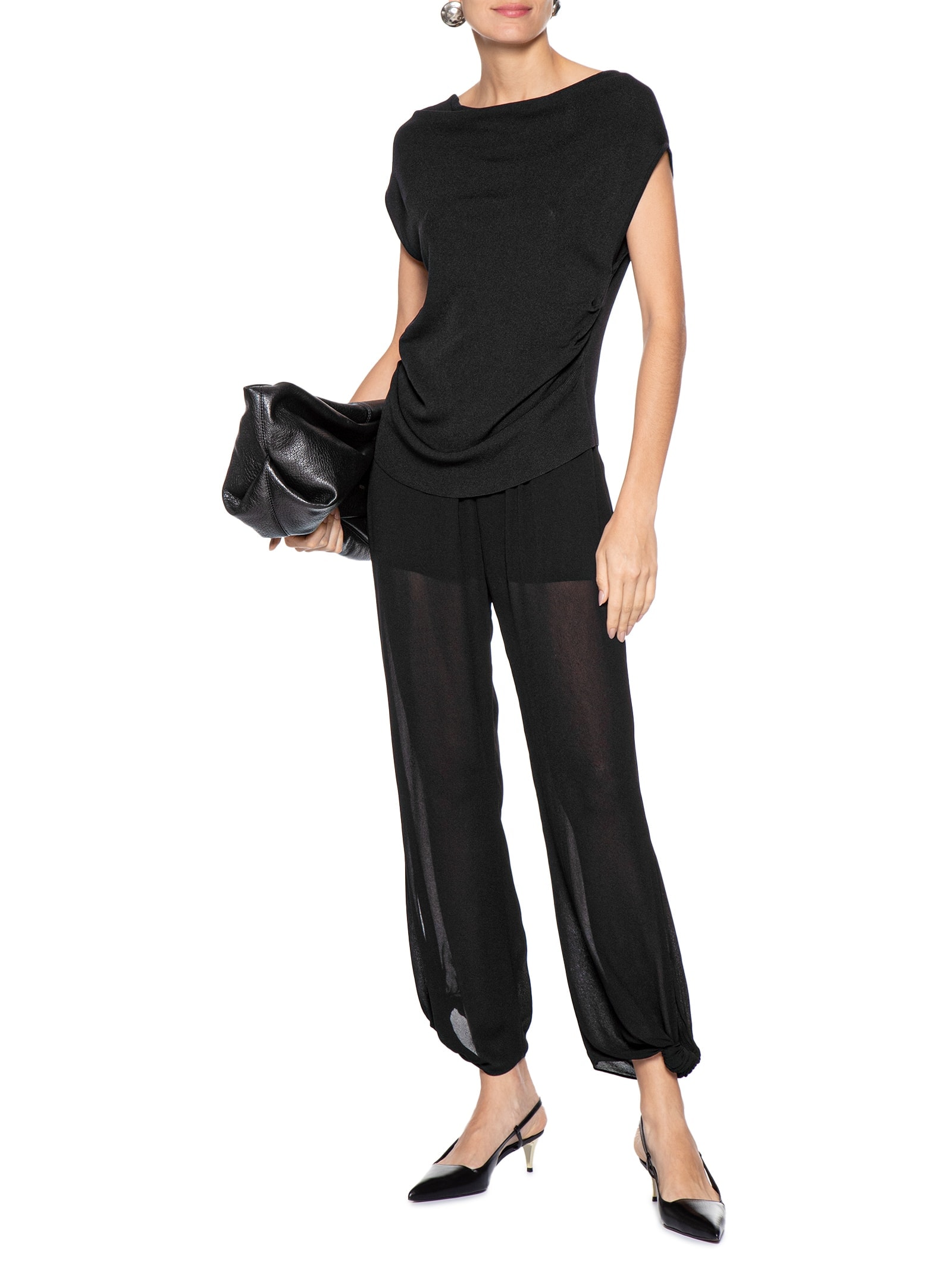 Blusa Feminina Decote Degagê Em Tricot Preto '2Essential